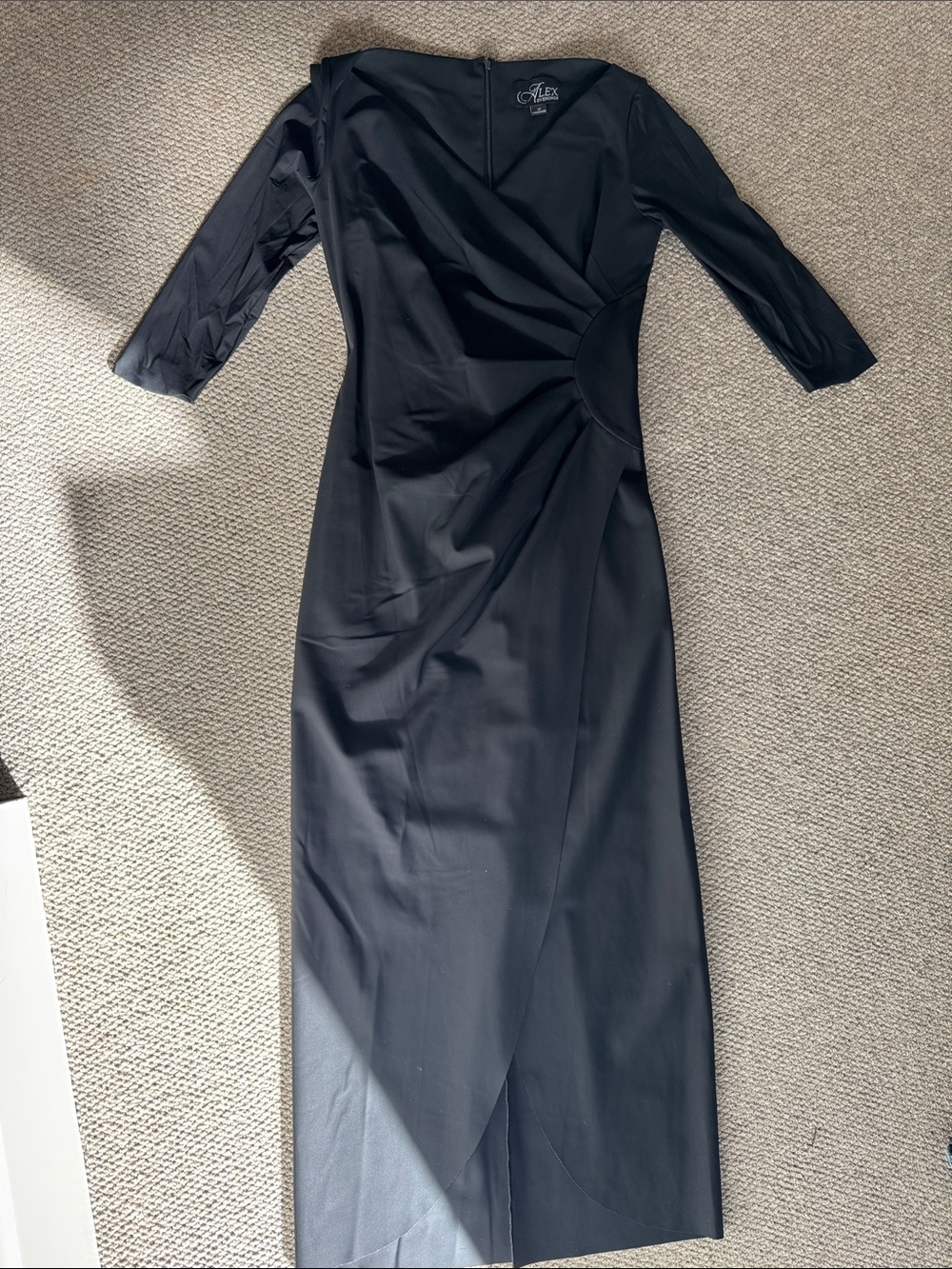 Alex Evenings Black Long Sleeve V-Neck Maxi Dress